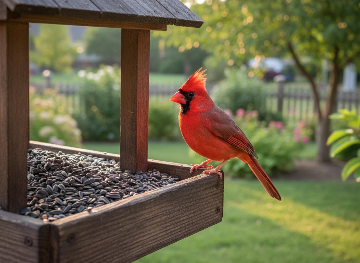 Cardinals at a backyard feeder